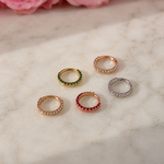 White Gold Gemstone Studded Clicker Hoop