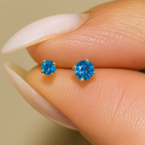 Blue Topaz Cartilage Flat Back Stud in Solid 14k Yellow Gold