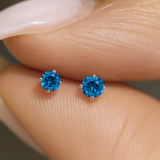 Blue Topaz Cartilage Flat Back Stud in Solid 14k White Gold