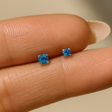 Blue Topaz Cartilage Flat Back Stud in Solid 14k White Gold