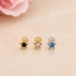 White Gold Star Milgrain Flat Back Earring
