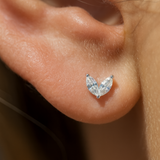 Cubic Zirconia Double Marquise Flat Back Stud in Solid 14k White Gold