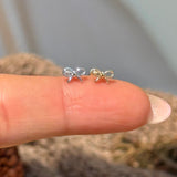 Solid 14k Yellow Gold Bow Knot Stud Earring