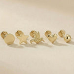 Ball Flat Back Stud Earrings in Solid 14k Yellow Gold