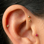 Yellow Gold Trinity Beaded Cluster Flat Back Earring