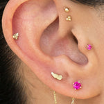 Yellow Gold Trinity Beaded Cluster Flat Back Earring