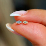 Solid 14k Yellow Gold Evil Eye Stud Earring