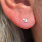 Solid 14k Yellow Gold Evil Eye Stud Earring