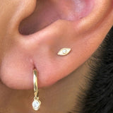 Solid 14k Yellow Gold Evil Eye Stud Earring