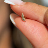 Solid 14k Yellow Gold Feather Flat Back Stud Earring