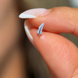 Solid 14k White Gold Feather Flat Back Stud Earring