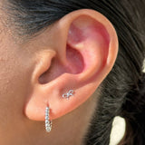 Solid 14k White Gold Bow Knot Stud Earring