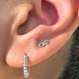 Solid 14k White Gold Bow Knot Stud Earring