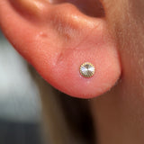 Solid 14k Yellow Gold Diamond Cut Disc Flat Back Stud Earring