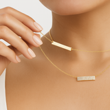 Bar Monogram Nameplate Necklace Gold in Solid 14k Yellow Gold