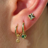 Diamond Cut Solid 14k Yellow Gold Clover Flat Back Stud