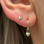 Yellow Gold Heart Threaded Flat Back Stud Earring