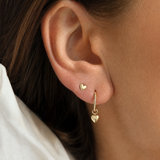 Yellow Gold Heart Threaded Flat Back Stud Earring