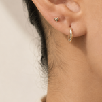 Yellow Gold Heart Threaded Flat Back Stud Earring