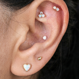 Yellow Gold Opal Prong Set Flat Back Earring