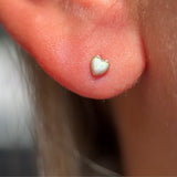 Solid 14k Gold Opal Heart Stud Earring