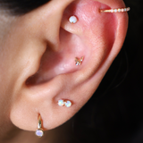 Yellow Gold Opal Prong Set Flat Back Earring