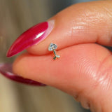 Diamond Heart Cupid's Arrow Flat Back Stud Earrings in Solid 14k Yellow Gold