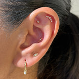 Solid 14k Yellow Gold Evil Eye Stud Earring