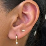 Solid 14k Yellow Gold Evil Eye Stud Earring