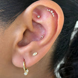 Solid 14k Yellow Gold CZ Stone Ear Crawler