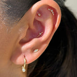 Solid 14k Yellow Gold Evil Eye Stud Earring