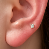 Yellow Gold Princess Cut Diamond Flat Back Earring