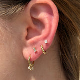 Cubic Zirconia Charm Hoop in Solid 14k Yellow Gold