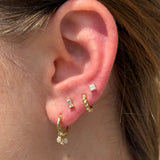 White Gold Princess Cut Diamond Flat Back Earring