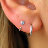 Cubic Zirconia Ear Cuff in Solid 14k White Gold