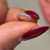 Cubic Zirconia Studded Huggie Hoop in Solid 14k White Gold