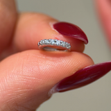 Cubic Zirconia Studded Huggie Hoop in Solid 14k White Gold