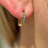 Emerald Cartilage Hoop in Solid 14k Yellow Gold