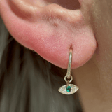 Emerald Evil Eye Charm and 8mm Hoop