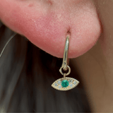 Emerald Evil Eye Charm and 8mm Hoop