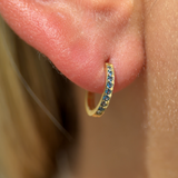 London Blue Topaz Cartilage Hoop in Solid 14k Yellow Gold