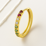 Rainbow Pavé Studded Gemstone Hoop in Solid 14k Yellow Gold