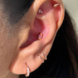 Pink Ruby Eye Skull Flat Back Stud Earrings in Solid 14k Rose Gold