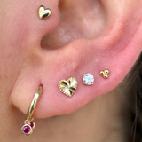 Diamond Threaded Flat Back Stud Earrings in Solid 14k Yellow Gold