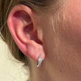 Diamond Butterfly Huggie Earrings in Solid 14k White Gold