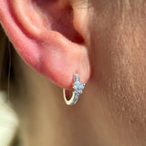 Diamond Butterfly Huggie Earrings in Solid 14k White Gold