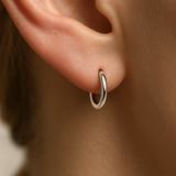 Infinity Hoop Earring in Solid 14k White Gold