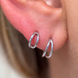 Twin Band Statement Hoop in Solid 14k White Gold
