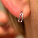 Twin Band Statement Hoop in Solid 14k White Gold