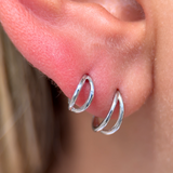 Twin Band Statement Hoop in Solid 14k White Gold